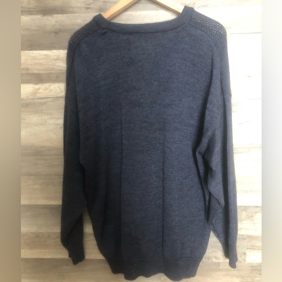 Vintage 90s Aztec Southwestern Wool Blend V-Neck Sweater XXL - Picture 6 of 9